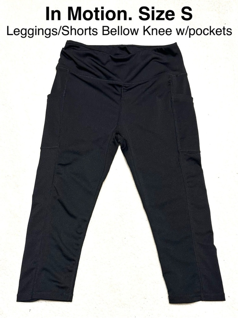 5/$15💥 Black Pocketed Capri Leggings Shorts Active Fitness Exercise